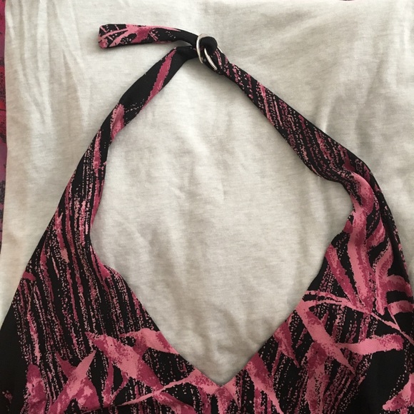 BEBE halter top palm patterned midi dress sz S - Picture 3 of 3